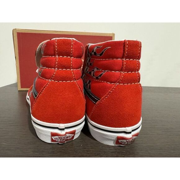 Boy's Sneakers Shoes Vans Wall Kids SK8-Hi Big Kid Sz 6.5 Reflect Flame Racing - Picture 5 of 6